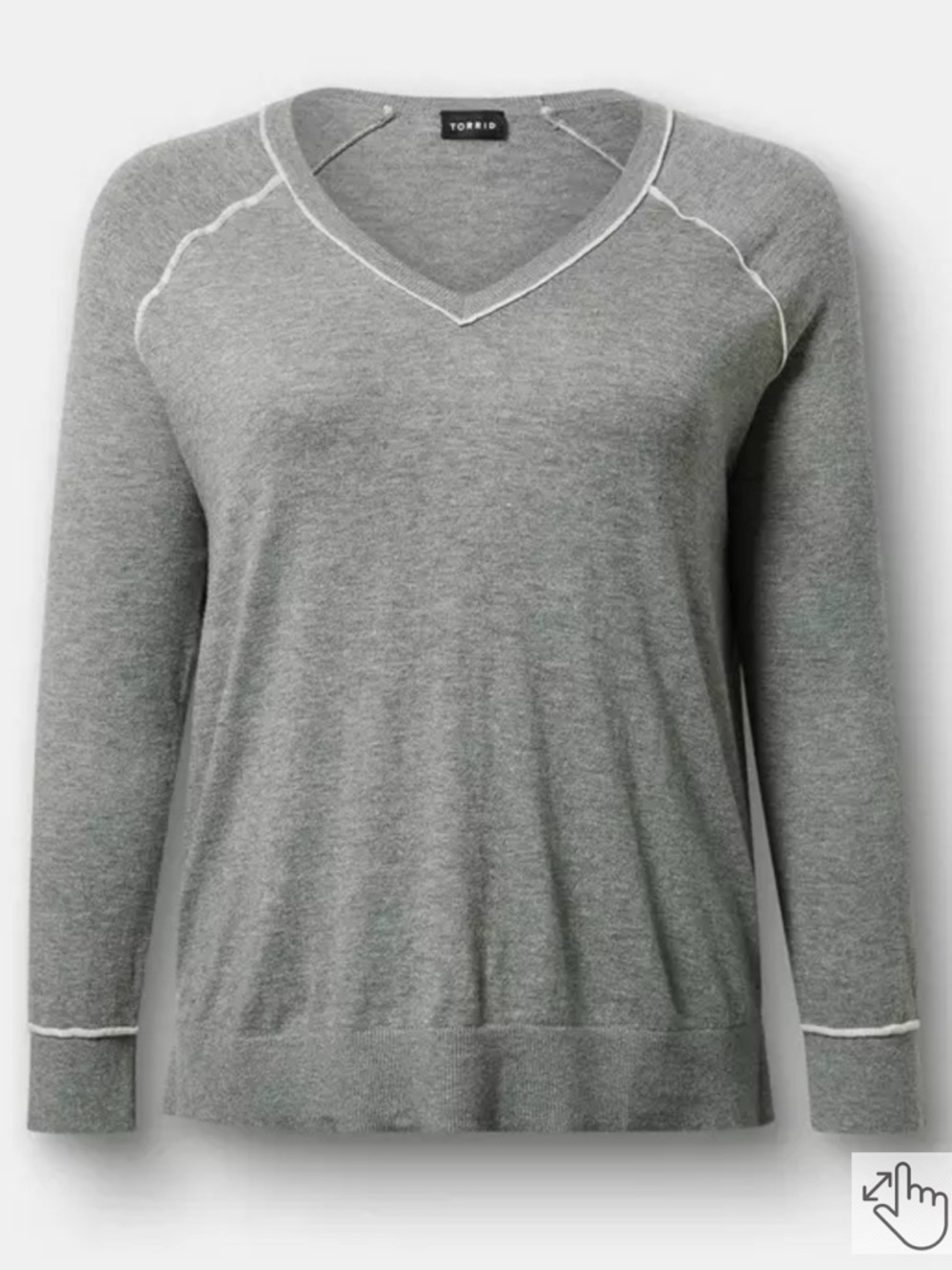 Torrid women’s Plus V-Neck Raglan gray light weight Sweater size 1 - EUC
